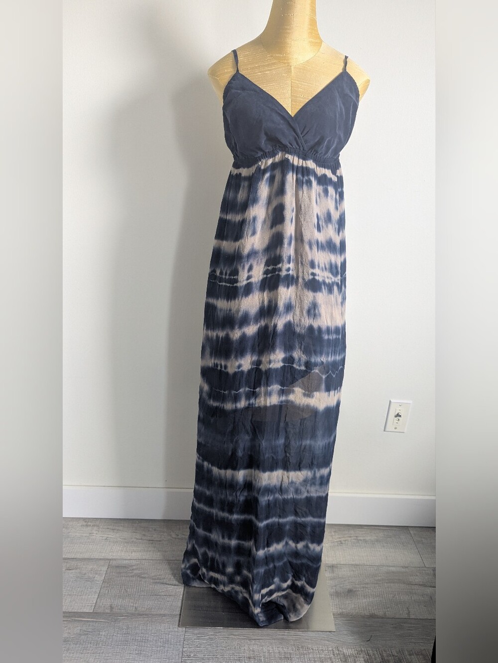 Gypsy 05 Indigo Blue Tie Dye Maxi Dress Size S Boho Made In Hollywood